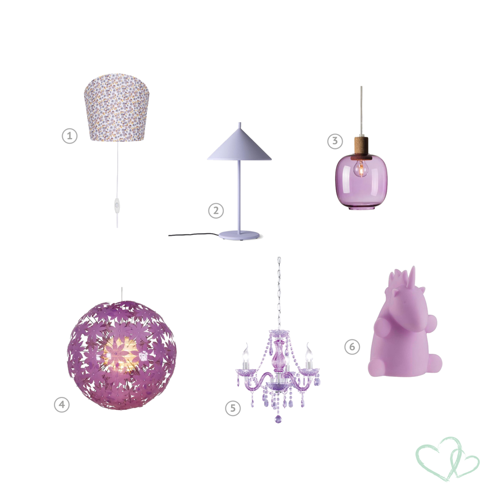 lampen voor kinderkamer, mooie lila lampen, paarse lampen 